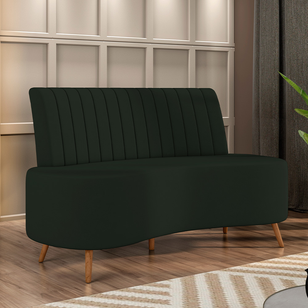 Sofá Chaise Living 2 Lugares 135cm Para Sala Cayman K01 Veludo Verde - Lyam Decor em Oferta na Shopee