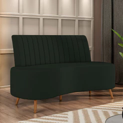 Sofá Chaise Living 2 Lugares 135cm Para Sala Cayman K01 Veludo Verde - Lyam Decor