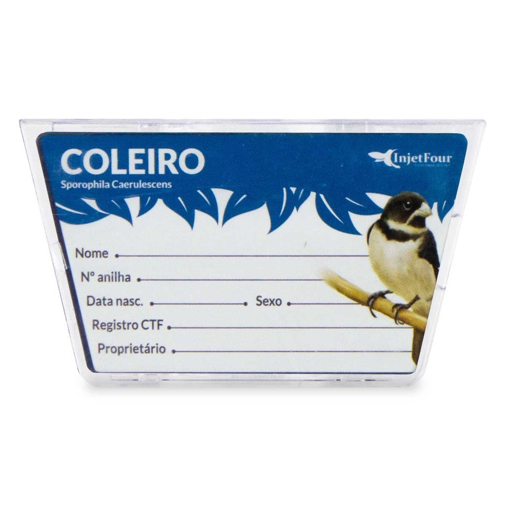 Porta Nome Acrílico Coleiro Crachá Plaquinha Placa Ficha Coleirinha Gaiola Identificação Marcação
