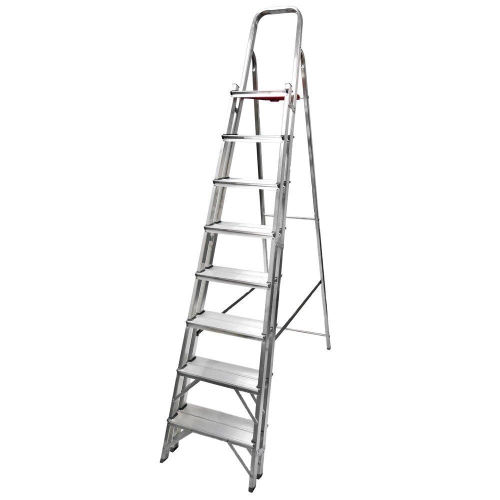 Escada Dupla em Alumínio 8 Degraus 2,18m Suporta até 120kg Pés Antiderrapantes - Reisam em Oferta na Shopee
