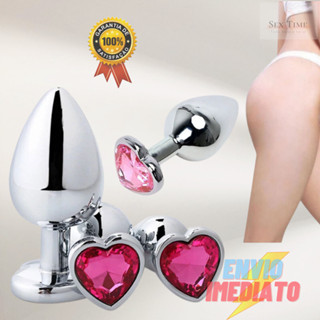 Plug Anal de Coração com Pedra Colorida TAMANHO P M G em Oferta na Shopee