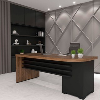 Mesa para Escritório 4 Gavetas Charuto/Preto 006107 - Artany Móveis em Oferta na Shopee