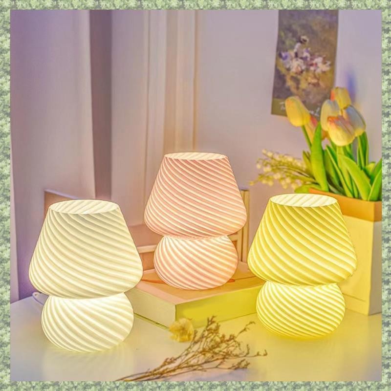 (P X C W) Lâmpada De Mesa De Vidro LED Em Forma De Cogumelo Cabeceira De Cama Para Criança...