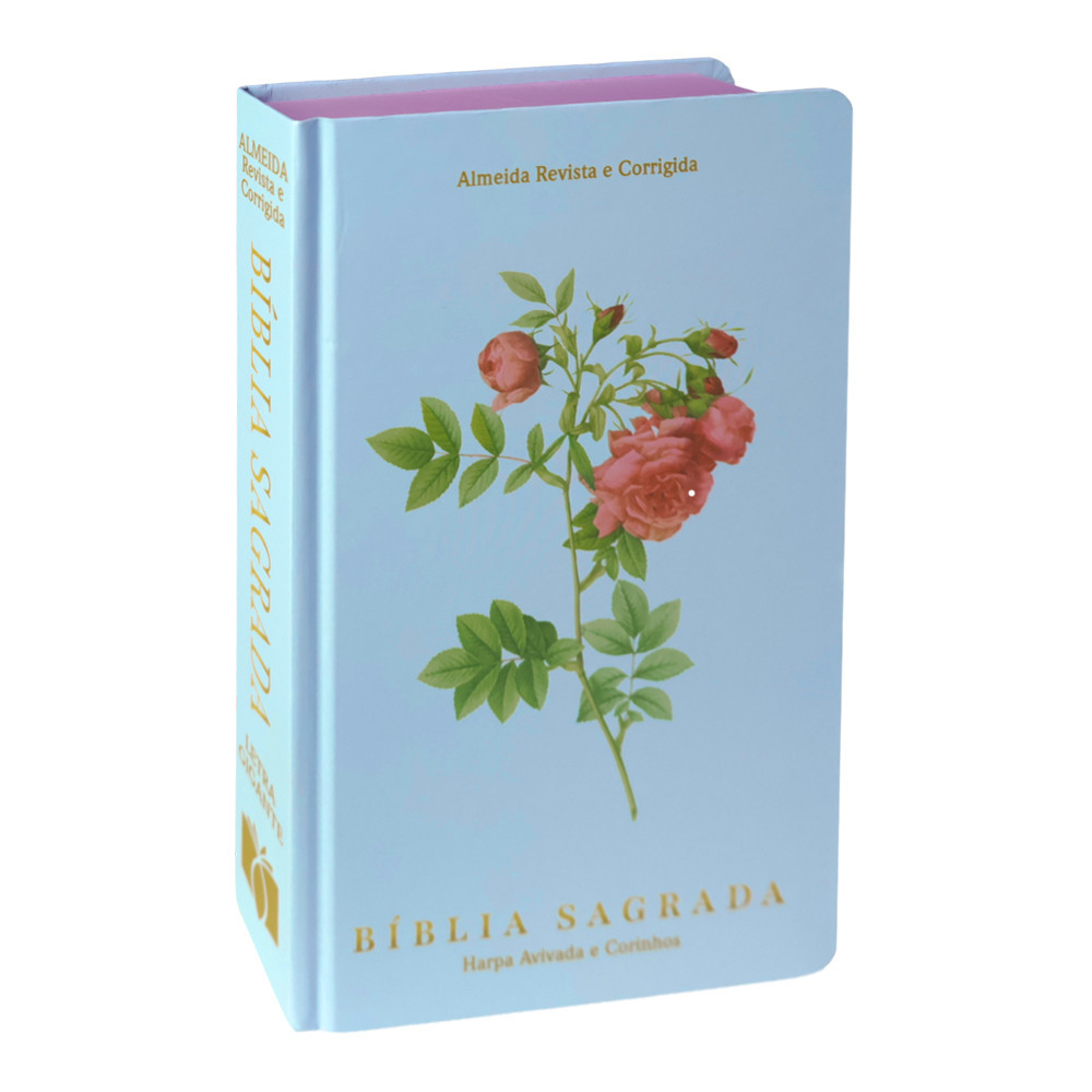 Bíblia Botão de Rosa | ARC | Letra Grande | Capa Dura | Harpa Avivada e Corinhos em Oferta na Shopee