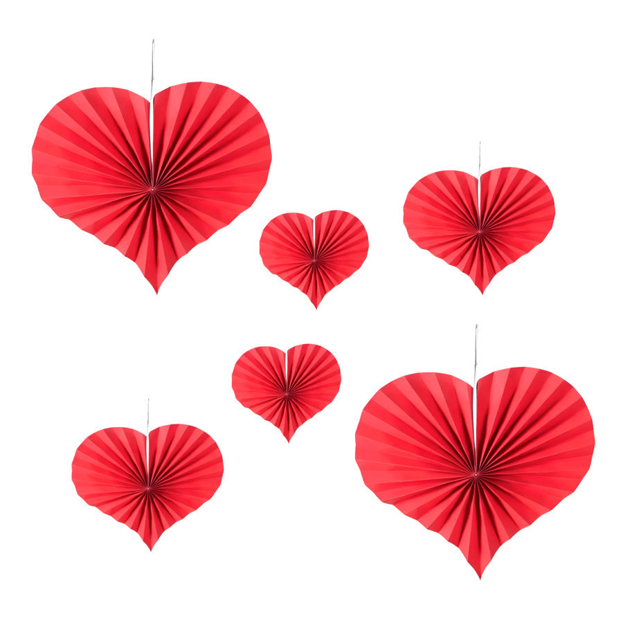 Leque Decorativo de Papel - Corações - 6 unidades - Rizzo em Oferta na Shopee