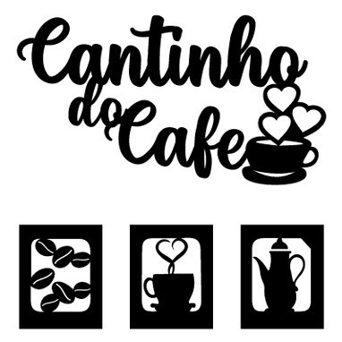 Kit Cantinho Do Café Mdf Preto  30x30cm em Oferta na Shopee