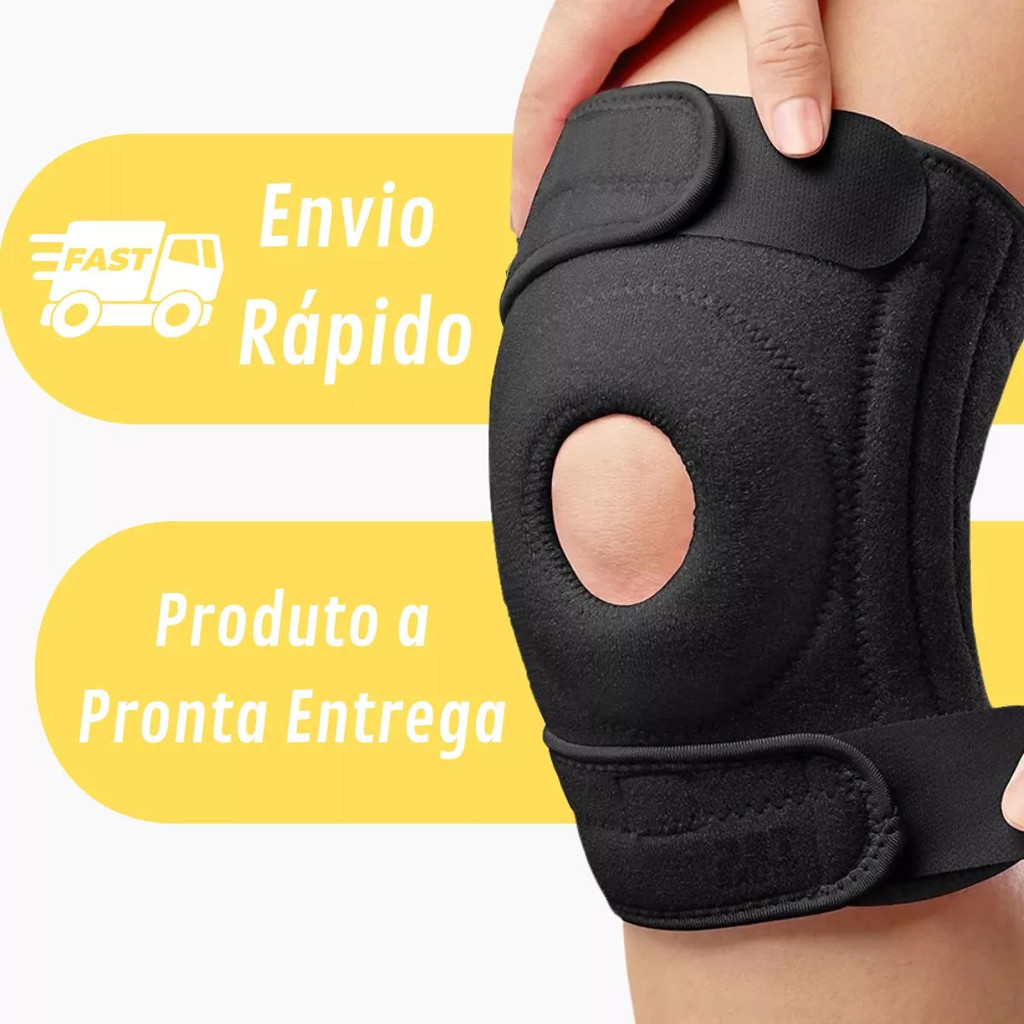 Joelheira De Compressão Ortopédica Articulada Esportiva Com Apoio Reforçado Para Alívio De Dor No Joelho