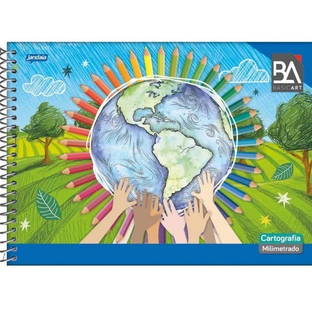 Caderno Espiral Capa Flexível Cartografia E Desenho Milimetrado 48 Folhas Basic Art Jandaia