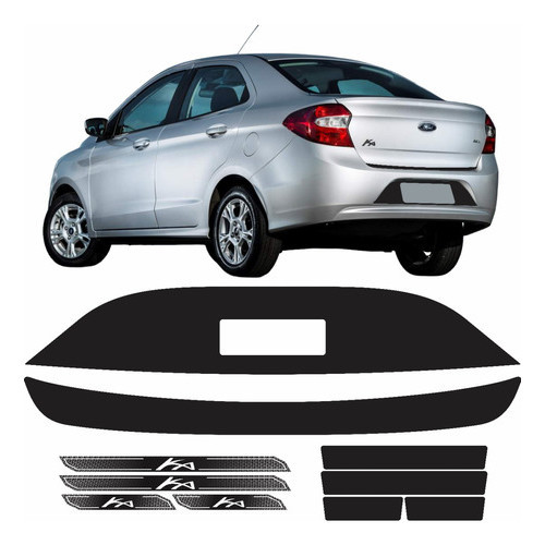 Kit Protetor Ford Ka Sedan 2019/2021 Soleira + Adesivo Placa