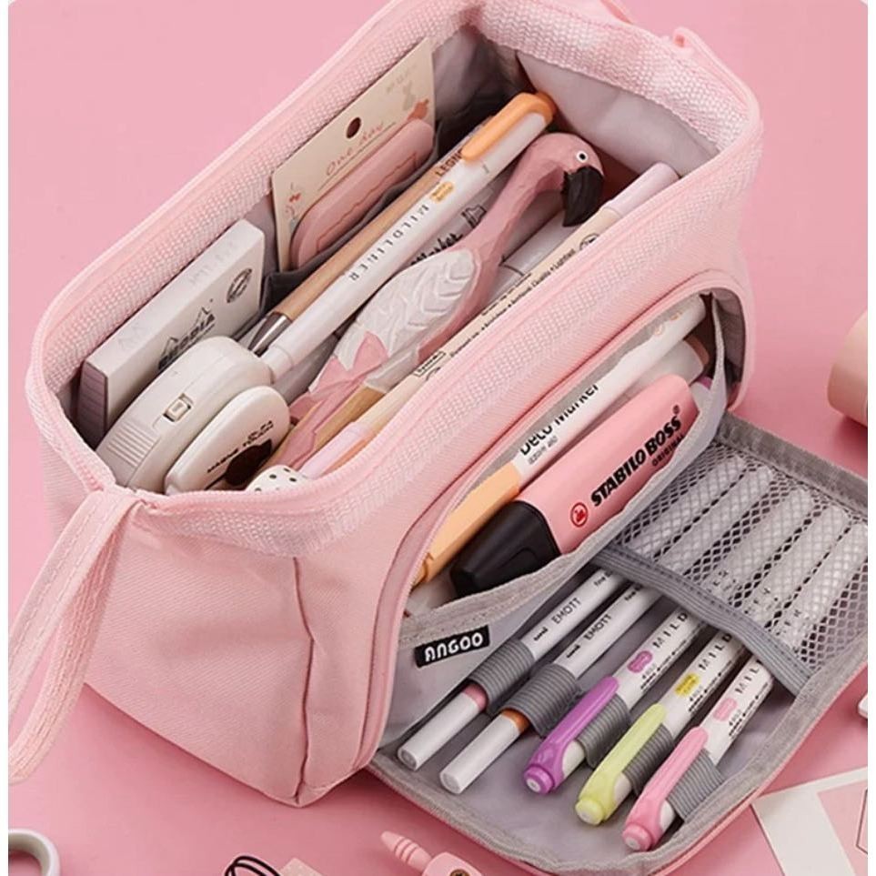 Estojo De Lápis De Grande Capacidade Com Zíper/Estojo Box/Estojo Escolar/Papelaria em Oferta na Shopee