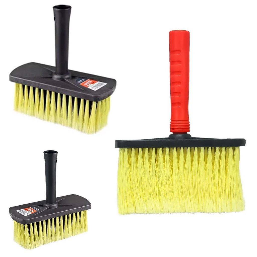 Broxa Retangular Plástica Fio Nylon Com Cabo Para Impermeabilização Limpeza Pintura Massa Obras