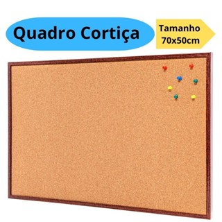 Quadro De Aviso Cortiça 70x50cm Moldura Madeira Mural Escritório Fotos Lembretes em Oferta na Shopee
