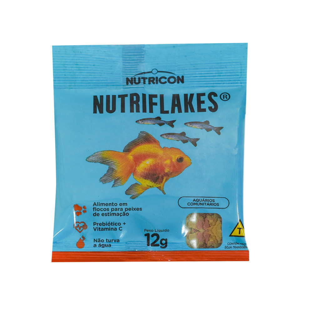 Alimento P/ Peixes Nutriflakes Nutricon 12g - Cart. 10 Unid
