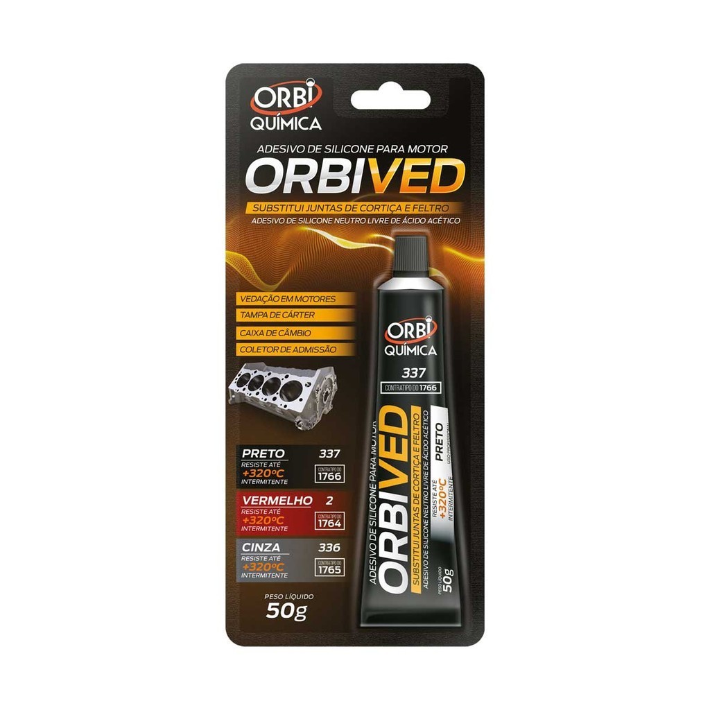 Cola Silicone Preto Alta Temperatura Motor Cambio 50G Orbi