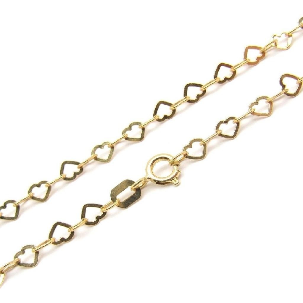 Corrente ouro 18k Love 45cm elo coração 3mm 1,85 gramas em Oferta na Shopee