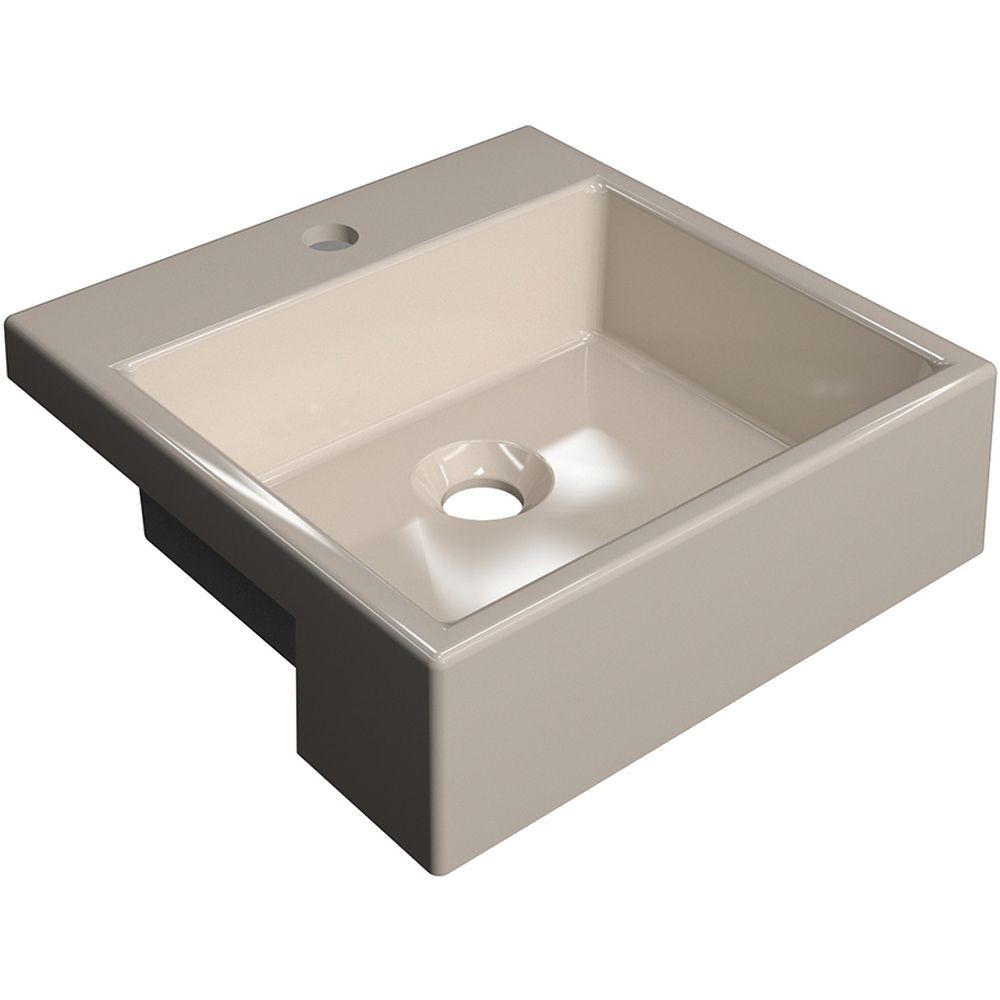 Cuba de Semi Encaixe Quadrada C01 Para Banheiro XQ355 Bege - Lyam Decor - Home & Living