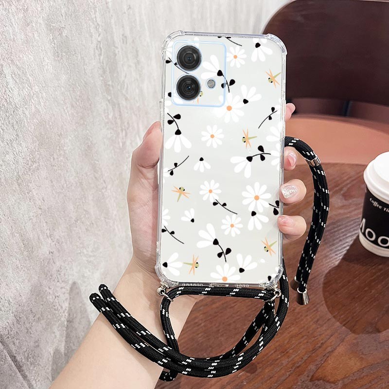 Edge 40 Neo Fresh Flower Transparente 30Neo 30Ultra Capa Para Telefone De Cordão Cruzado Motorola Moto 40 30 50Pro 30Pro - detalhe