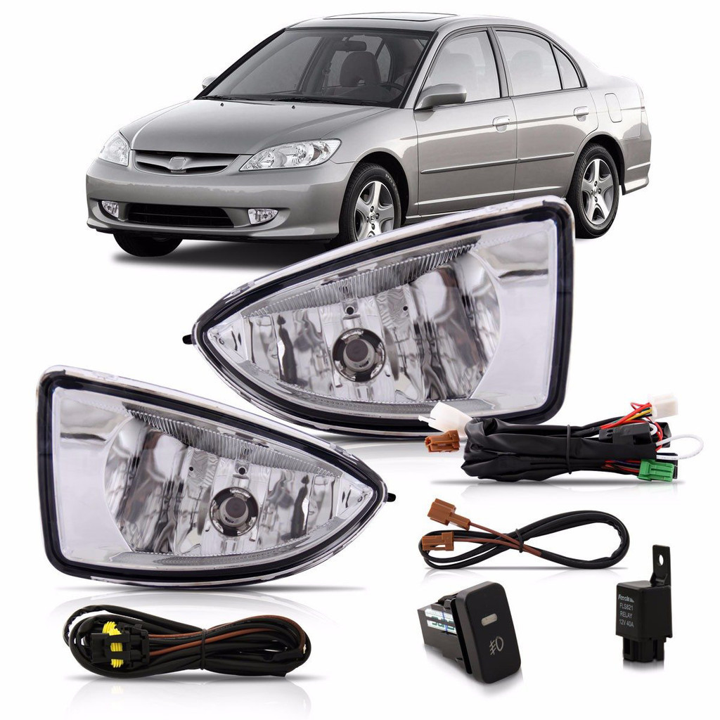 Kit Farol de Milha Neblina Civic 2004 2005 2006