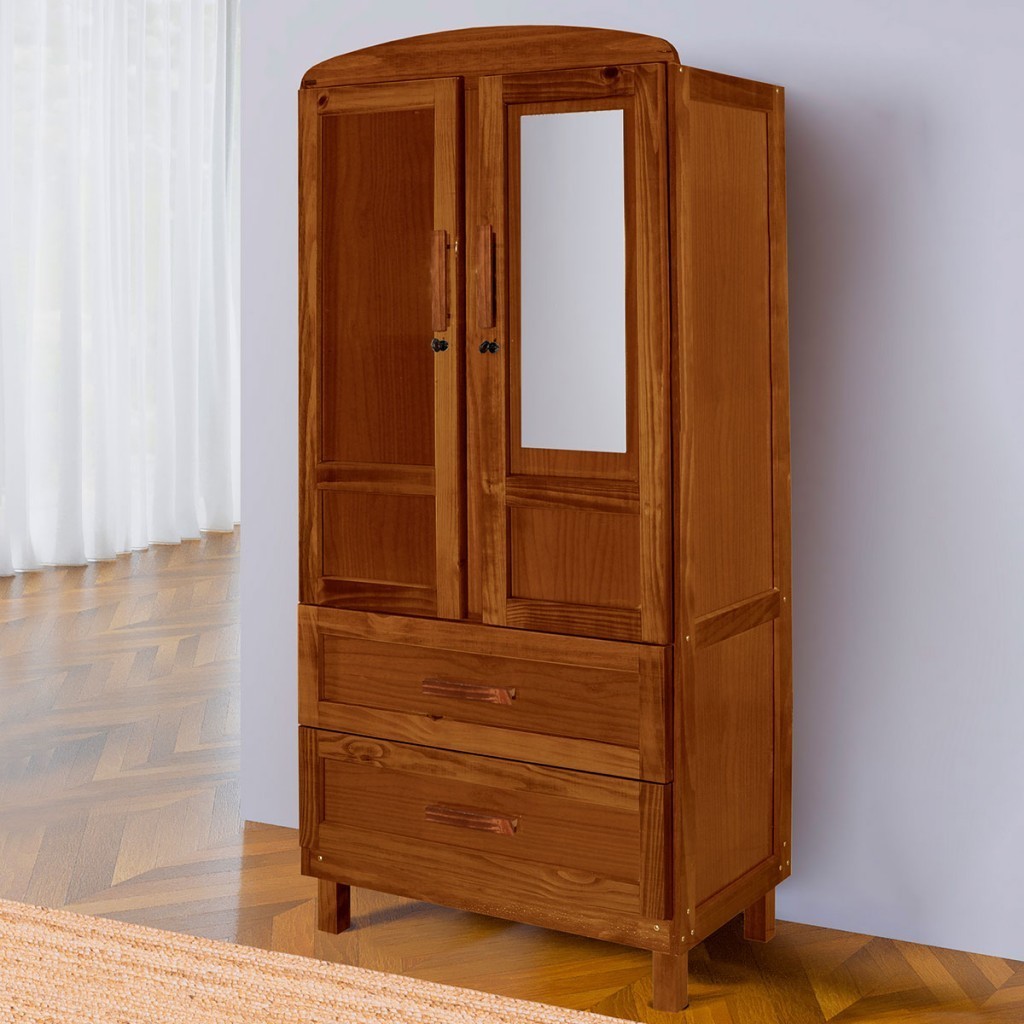 Guarda-Roupa Solteiro Bacuri 2 Portas 2 Gavetas com Espelho Ypê - Rodmóveis - Home & Living