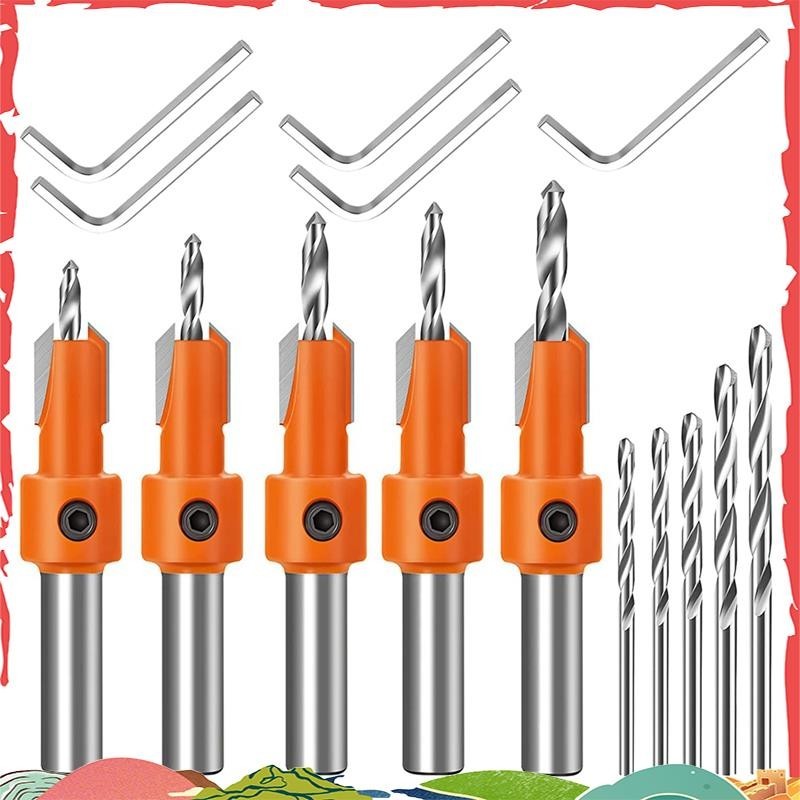 5 PCS Troca Rápida De Brocas De 8mm Jogo Escareador Ajustáveis Laranja Com Substituíveis 5Pcs ighaldjur1