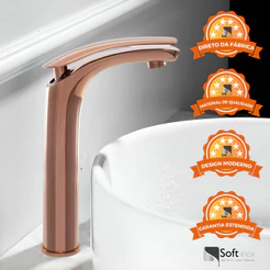 Torneira Monocomando Para Banheiro Alta Rose Gold Luxo