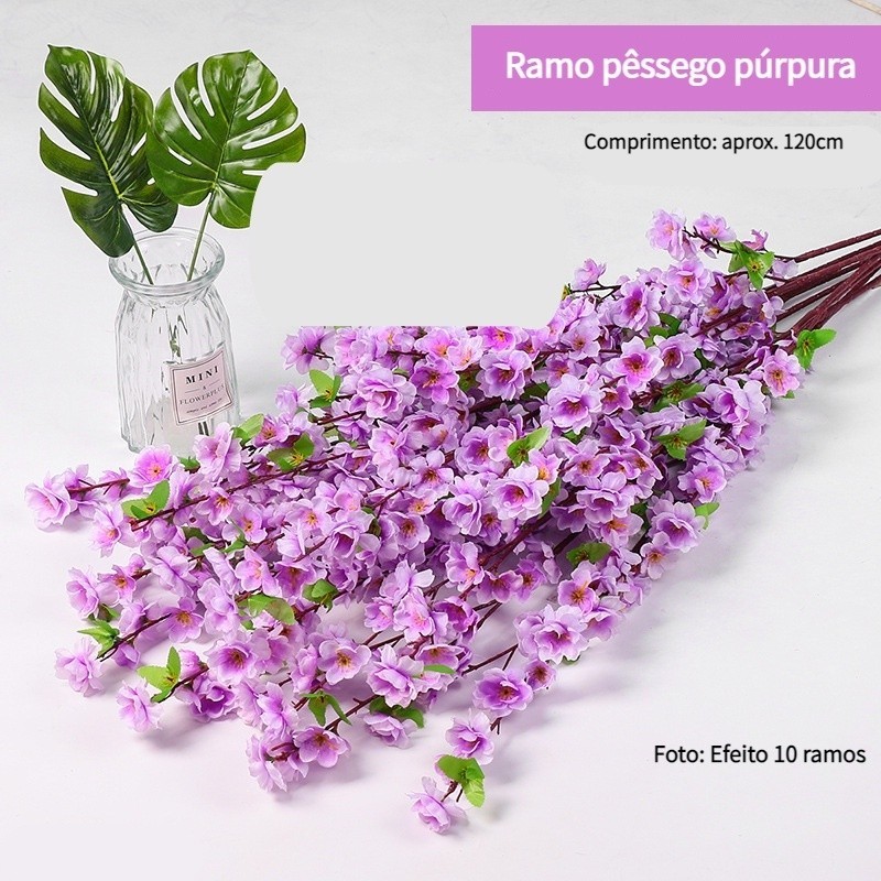 Ramo De Cerejeiras Artificiais, Galho Grande 120cm , Sala - HS800185 Cor: Lilás em Oferta na Shopee
