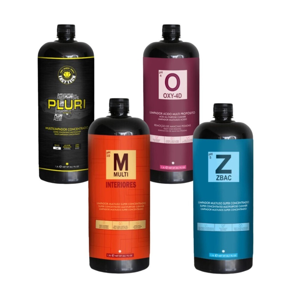 Kit Higienização Easytech - Pluri 1.5L + Zbac 1.5L + Oxy-4D 1.5L + Multi Interiores 1.5L