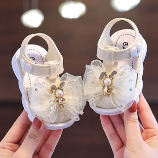 Sandálias Para Bebês Meninas Com Dedo Redondo Do Pé Moda Arco De Malha 0-3 Anos Toddler Kids Cute Bunny Soft Soles Non-slip Shoes em Oferta na Shopee