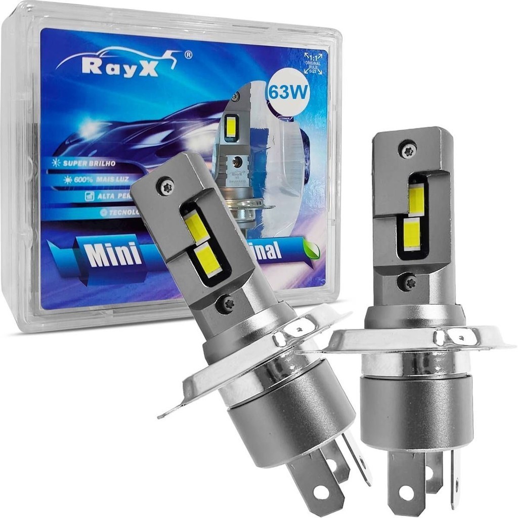 Ultra Led Mini RayX 6000k 12000 Lumens 63W H4 Canceller Plug and Play 12V 24V em Oferta na Shopee