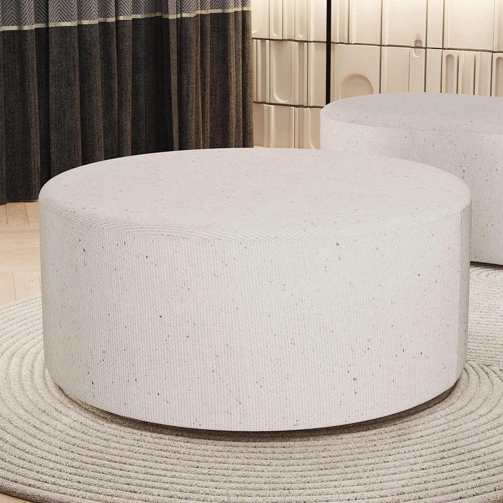 Puff Redondo Orgânico para Living 90cm Lola W01 Linho Cru - Lyam Decor em Oferta na Shopee