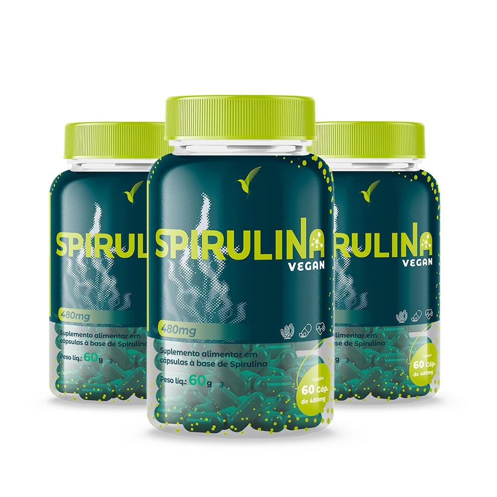 Spirulina Suplemento em Capsulas Vegana 90 Dias Eleve Life