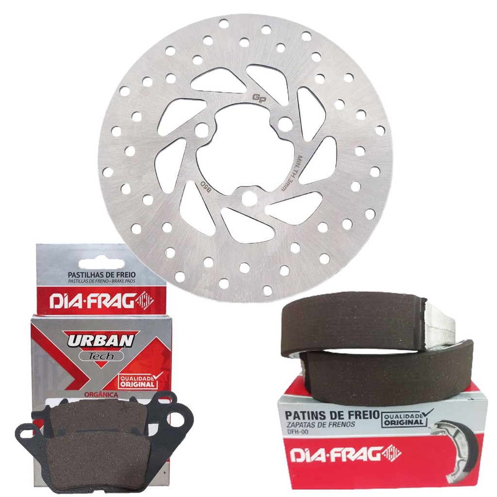 Disco de Freio Dianteiro Fluo 125 + Pastilhas e Lonas Diafrag em Oferta na Shopee