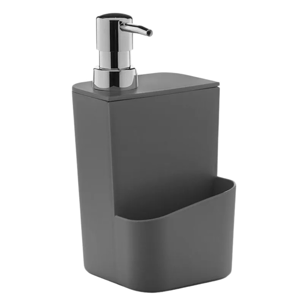 Dispenser Porta Detergente Pia Bancada Cozinha Suporte Para Bucha Buchinha 650ml Cinza Trium OU