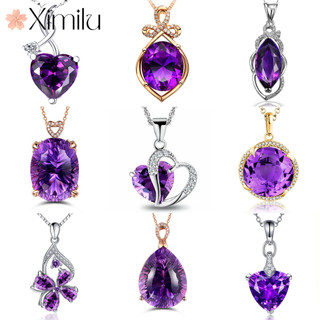 ❤ Original luxo Profound ametista série trevo de quatro folhas pingente coração cheio de diamantes colar feminino moda c
