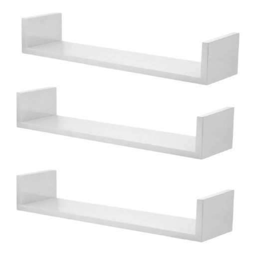 Kit 3 Prateleira Nichos U Livros 30x10 Mdf Branco 15mm