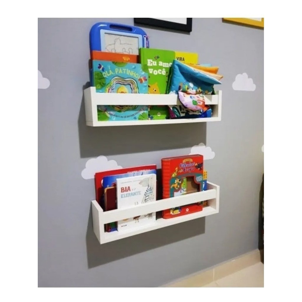Promoção 2 Prateleira 30cm Branco Para Livro Revista Infanti