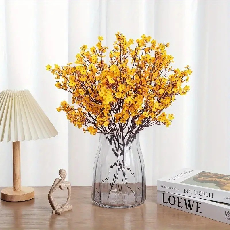 Flores Artificiais Para Decoração Casa Festa Casamento Ramo Gypsophila Buquê Cerejeira Amarelo A-503