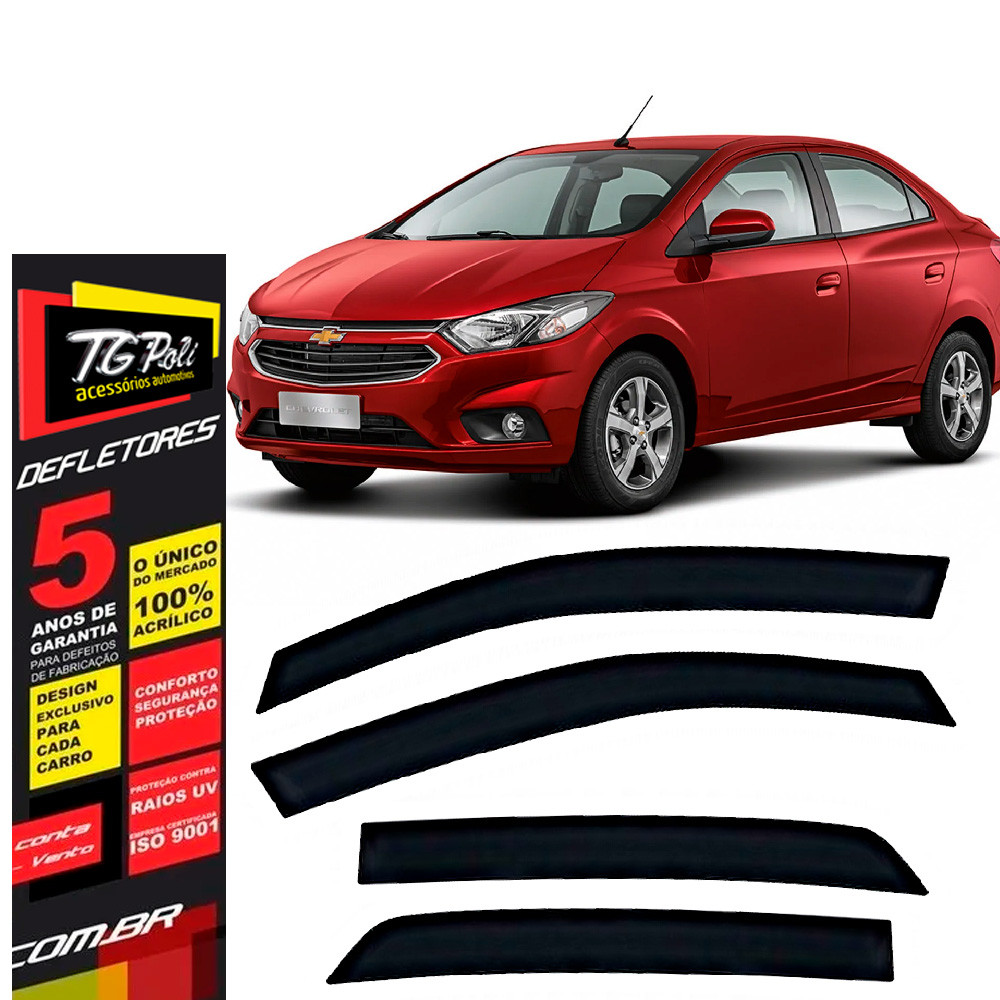 Calha de Chuva Chevrolet Onix e Prisma 2013 a 2019 4P TG Poli Defletor Portas Protetor Janelas Fumê