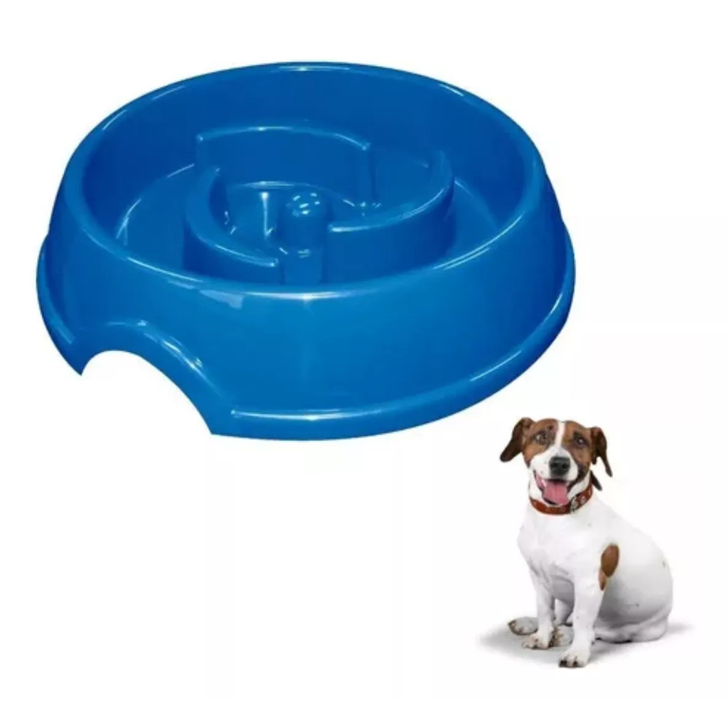 Comedouro Plástico Coma Melhor Slim Azul Furacão Pet — R$ 13,90 em Shopee