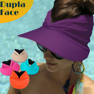 Viseira de Praia Dupla Face Turbante Elegante Proteção Solar UV Esporte Clube Piscina Chapeu de Praia Feminino em Oferta na Shopee