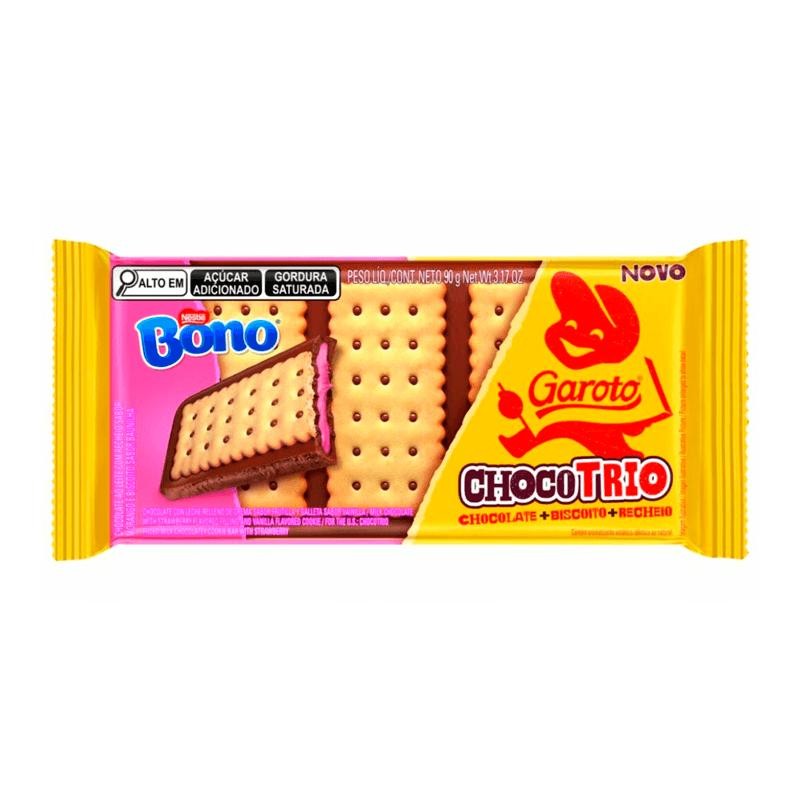 Chocolate Garoto Chocotrio Bono Morango 90g em Oferta na Shopee