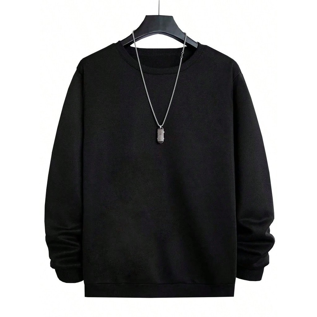 Moletom Gola Careca Redonda Masculina Blusa Agasalho Liso Básico Estilo Homem Verão Blusão Largo premium
