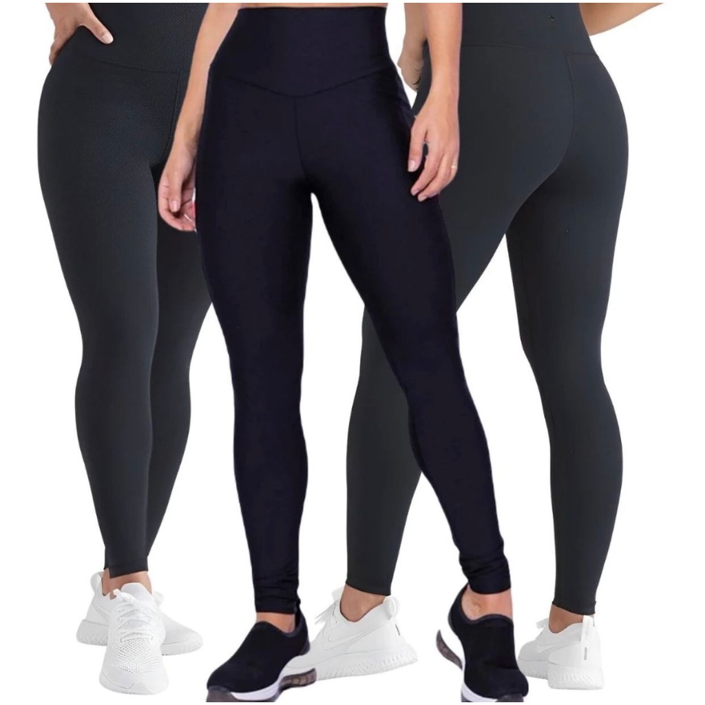 Kit Calça Legging Feminina Cintura Alta Suplex Grossa em Oferta na Shopee