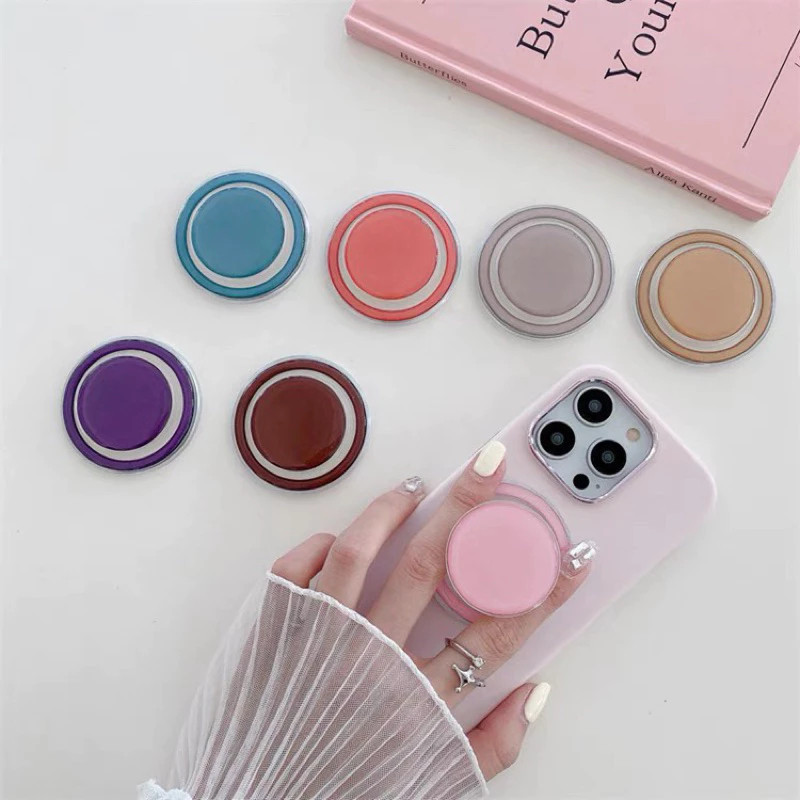 Suporte Magnético Dobrável para Celular MagSafe - Cores Pastel Candy Color - Apoio de Mesa e Anel de Dedo Universal