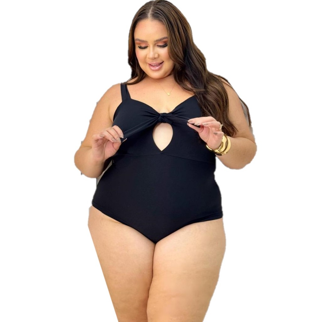 Body Plus Size Laço Nozinho Maio Praia Piscina Feminino Elegance veste 48 A 50