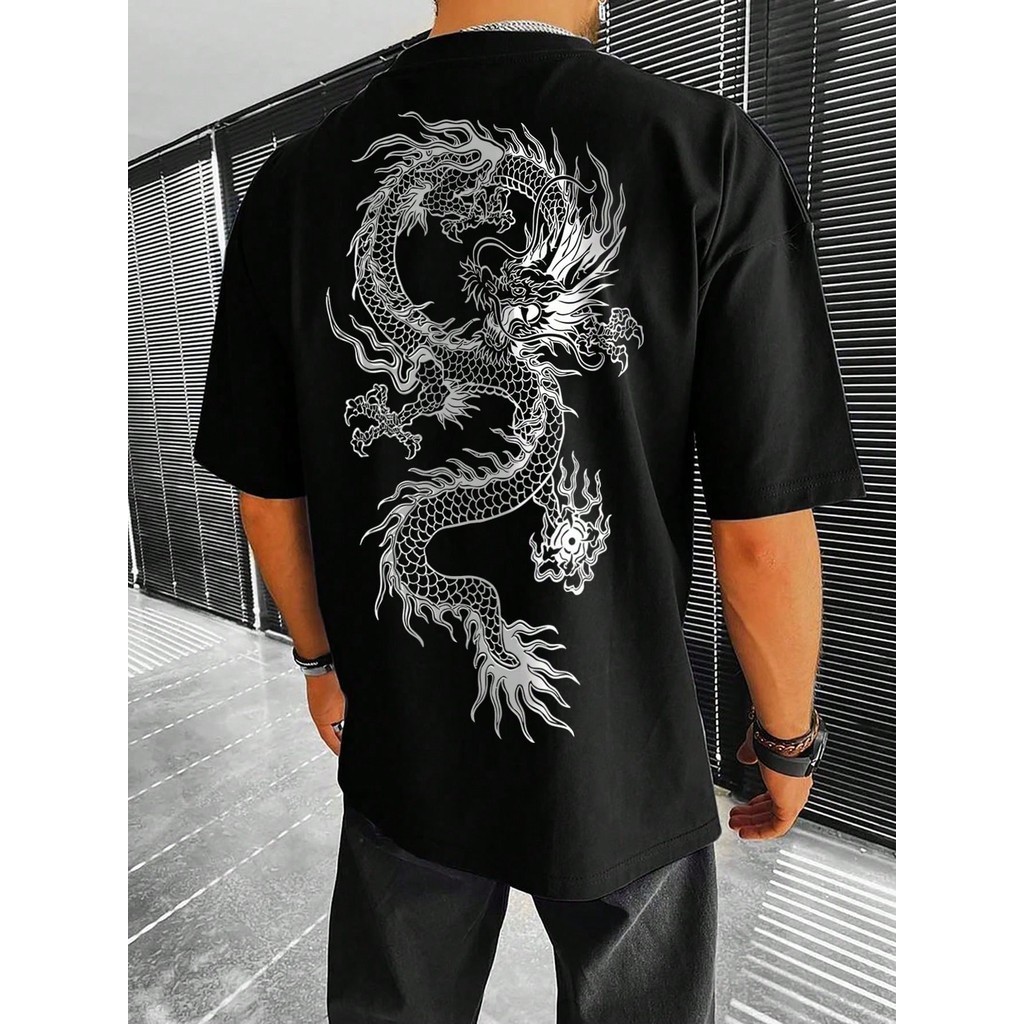 Camiseta Camisa Masculina Manfinity Mangas Curtas E Estampa De Dragão Camisa Streetwear Envio Imediato Unissex Promoção