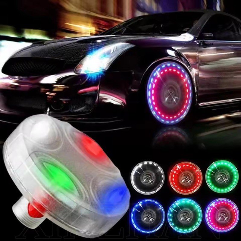 Luz Colorida Para Válvula De Pneu De Carro-Acessórios Veículos-De Flash LED À Prova D'água-Lâmpada Luminosa Cubo De Roda