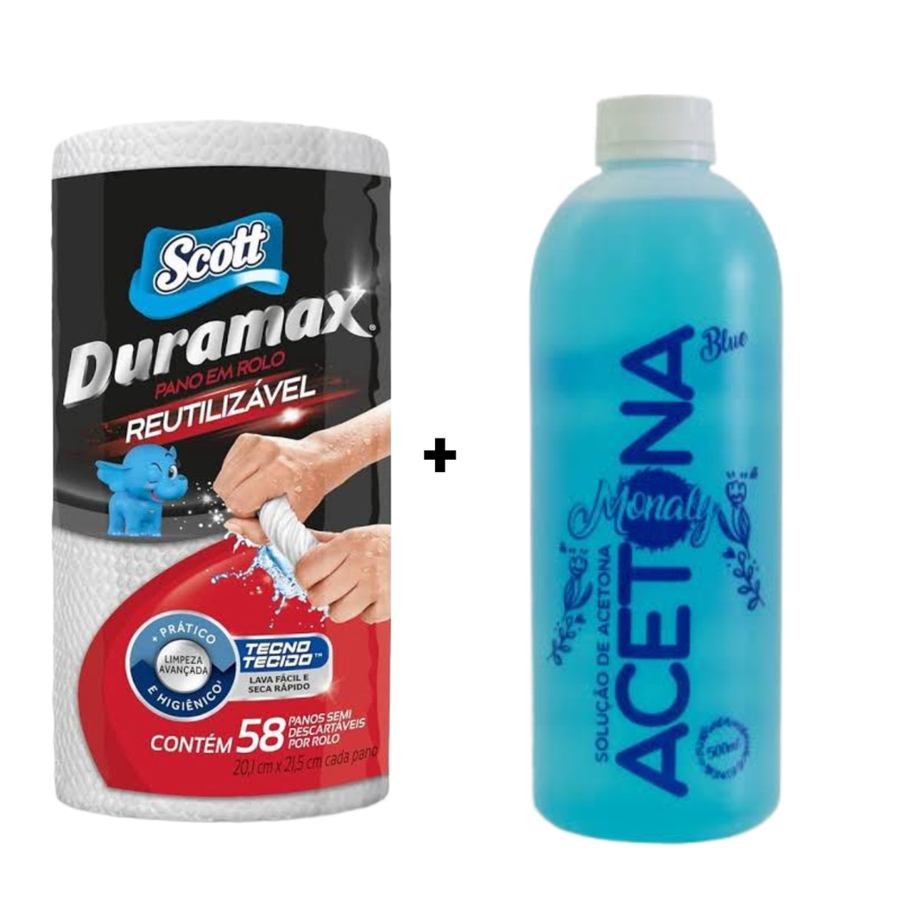 kit rolo 58uni Scott com acetona Monaly 500ml em Oferta na Shopee