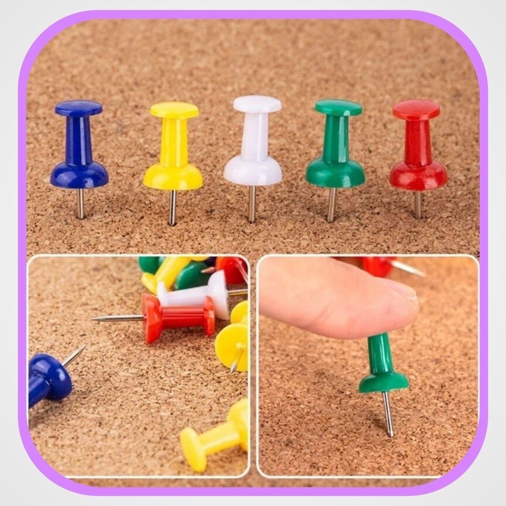 Alfinete com 35 peças diversas Cores Verde Rosa Lilás Para Mapa