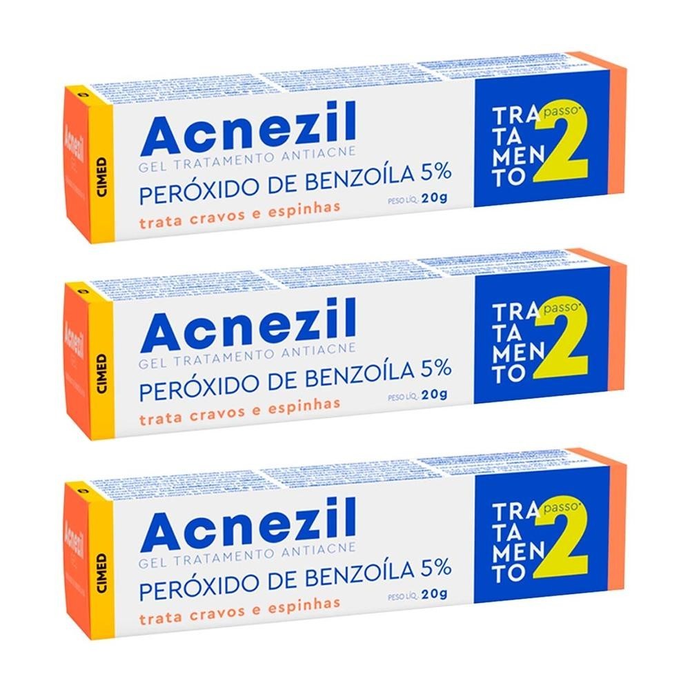 KIT C/ 3 UN Acnezil Gel 20g em Oferta na Shopee